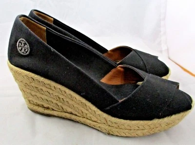 Alpargata Flipa Mujer TORY BURCH NEGRA Lona TALLA 9 Estrecha USADA UNA VEZ Foto 1 de 4