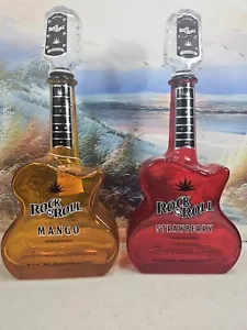 (2) Rock~N~Roll Strawberry Mango Glass Guitar Tequila Bottle, Bar Decor, Empty - Picture 1 of 8