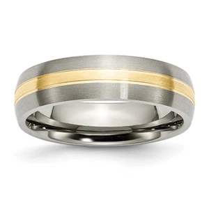 Chisel Titanium Grooved 14k Yellow Inlay 6mm Brushed Band Ring TB140 - Picture 1 of 5