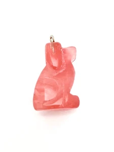 Natural Red Cherry Quartz Gemstone Carved Dog Small Pendant, 22.95cts (0.2oz) - Picture 1 of 1