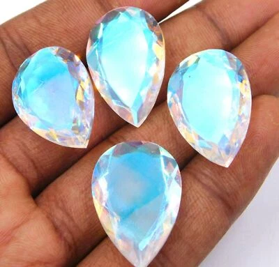 Lab Created Pear Flashing Mystic Topaz Cut Lot Loose Gemstone 15x20 MM P-2645 - Image 1 of 4