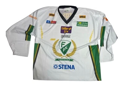 Färjestad BK Hockey Club, REEBOK, camiseta blanca/VERDE, nueva/etiqueta, HOMBRE GRANDE Foto 1 de 2