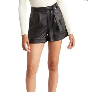 NWT Blank NYC Faux Leather Belted Shorts High Waisted Olive Green 30 - Picture 1 of 12