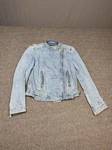 Lauren Ralph Lauren Womens Jacket 4 Blue Denim Zip Cropped - Picture 1 of 20
