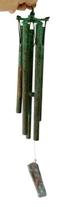 Vintage (evtl. Walter Lamm) Grünspan Windspiel Glocke 5 Röhren - Bild 1 von 5