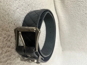Affliction Leather Belt Small Black Quilted Fleur De Lis Cross Buckle Studded - Picture 1 of 5