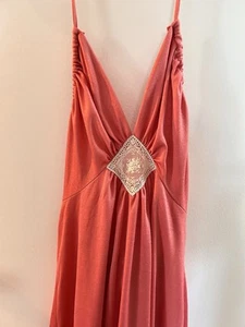 Roberta California Vintage Pink Halter Dress With Lace Cutout Size Small - Picture 1 of 14