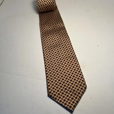 Corbata para hombre Nina Ricci Paris seda dorada con geométrica roja y azul  Foto 1 de 4