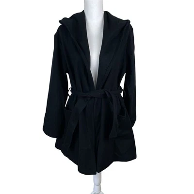 Brynn Walker Women's Small Hooded Jacket Tie Waist Black Wool Exc Condition - Image 1 of 4