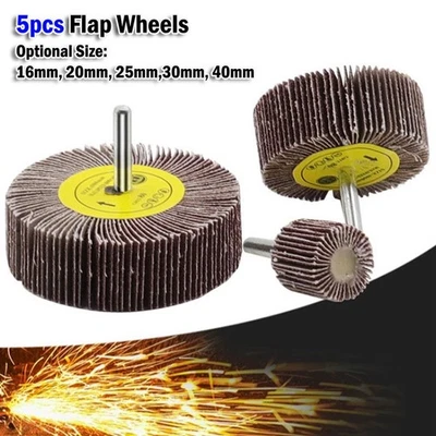 5pcs 16-40mm 80Grit Sanding Flap Wheel Disc Abrasive Grinding Wheel Sandpaper - Image 1 of 4