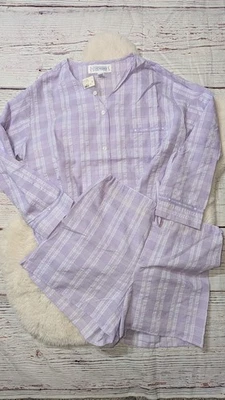 Xadrez roxo Victoria's Secret Country novo com etiquetas grande conjunto PJ anos 90 - Imagem 1 de 4