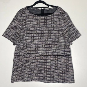 Ann Taylor Tweed Peplum Back Zip Top Women's Size XL - Picture 1 of 6