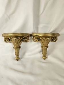 Par de estantes apliques de pared vintage 1986 Burwood mcm Hollywood Regency - Imagen 1 de 11