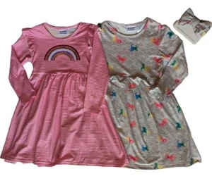 NWT Blueberi Boulevard 2-Piece Dress Set Rainbow/Unicorns w/ Accessory, Size 5 - Picture 1 of 5