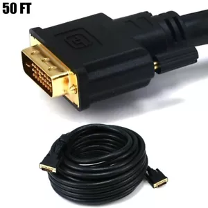 50FT DVI-D Dual Link Male to Male Monitor Cable PC HDTV 24AWG CL2 Gold Plated - Picture 1 of 3