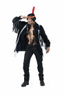 Indianer Kostüm Herren Häuptling Apache Jacke mit Fransen schwarz Fasching KK