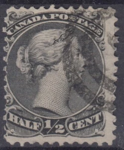 CANADA : REINE VICTORIA 1/2 NOIR N° 17A OBLITERATION CHOISIE - COTE 60 € - Picture 1 of 2