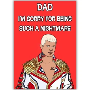 Funny Birthday Card For Dad | WWE Wrestling Cody Rhodes Wrestler AEW | Father - Picture 1 of 7
