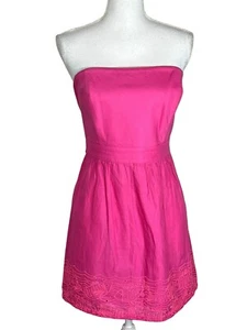 VINEYARD VINES Fish Eyelet Strapless Dress Pink Sz 6 EUC - Picture 1 of 7