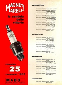 WERBUNG 1953 KERZEN MAGNETE MARELLI MABO SIEGE 1952 AUTO MOTORRAD NAUTISCH - Bild 1 von 1