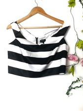Bardot Women's Black White Striped Crop Top Size 14