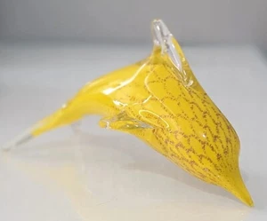 Vintage Style Art Glass Dolphin – Yellow Blown Glass Sea Animal Figurine - Picture 1 of 7