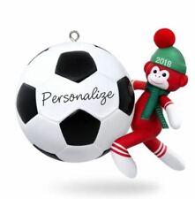 2018 Hallmark SOCCER STAR with SOCK MONKEY Christmas Ornament (with Stickers)