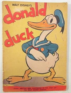 FIRST DONALD DUCK BOOK: DISNEY LINEN CHILDREN'S BOOK #978," WHITMAN PUB., 1935 - Picture 1 of 6