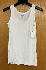 New Calvin Klein Tank Top Women's XS Eggshell White Super Soft Butter Tees NWT - Picture 1 of 5