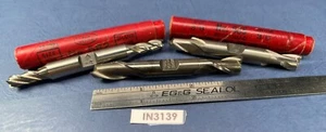Double End Mills 1 Lot 3 pc 3/8" Morse & Cleveland 2 Fl. 1/4" Clvd 4 Lip IN3139 - Picture 1 of 19