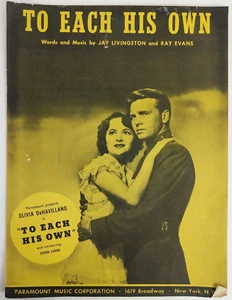 Vintage Sheet Music: To Each His Own, By Jay Livingston & Ray Evans, 1946 - Picture 1 of 9