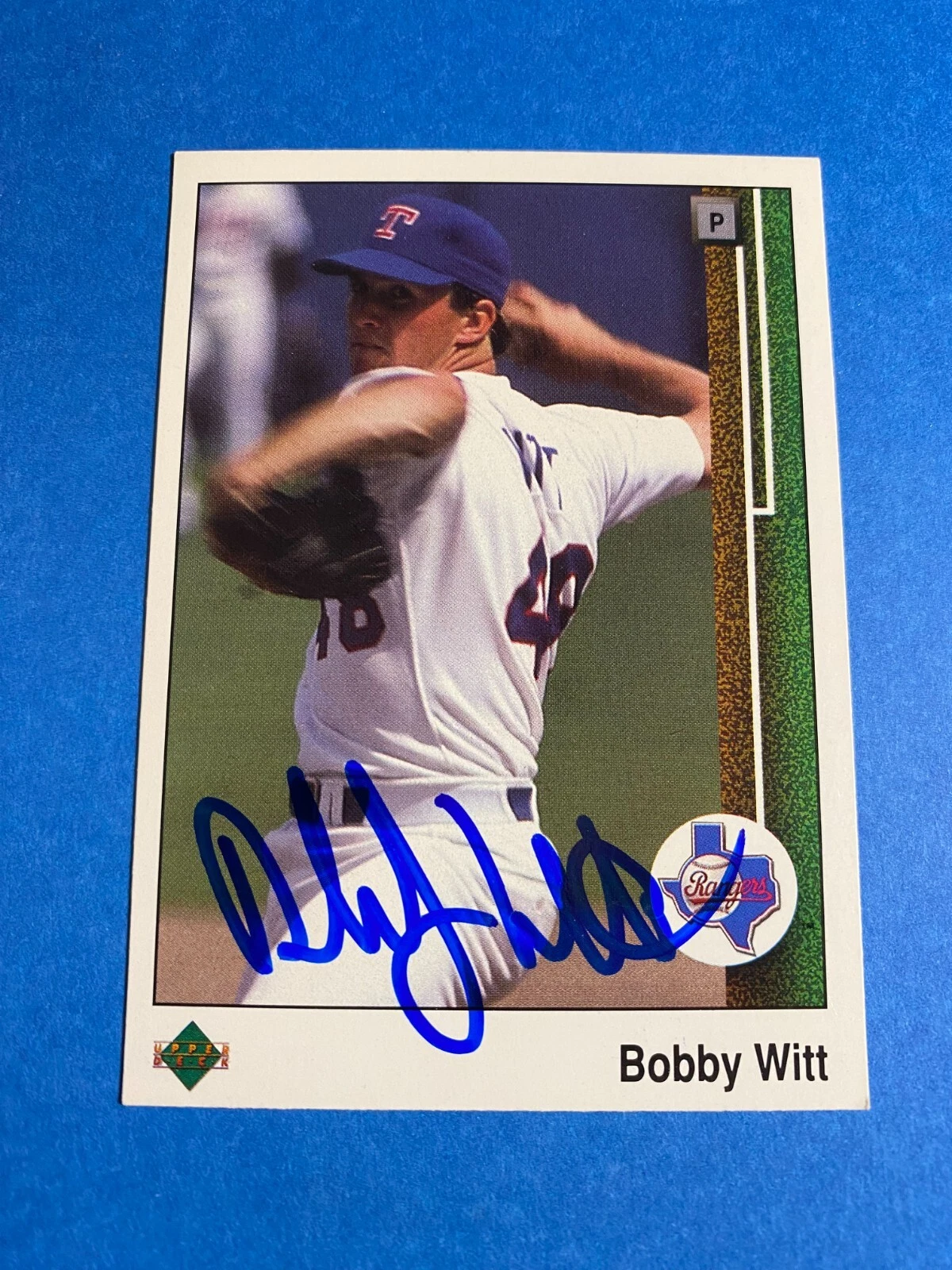 BOBBY WITT 1989 UPPER DECK #557 AUTO IP SIGNED TEXAS RANGERS OAKLAND DBACKS RARE