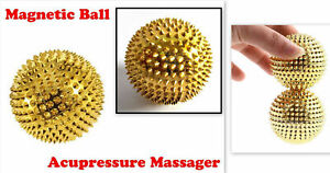2 x Golden Magnetic Palm Acupressure Needle Ball for Massages-Magnetic Therapy