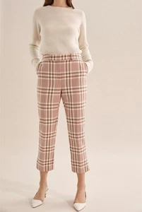 COUNTRY ROAD Burnt Red Double Cloth Check Pants Size 8 - Picture 1 of 16