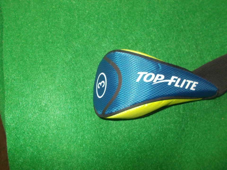 Cubierta de cabeza de madera de calle Top Flite #3 azul oscuro y gris con borde verde lima Foto 1 de 1