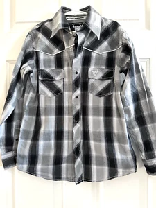 Camisa Vaquera Hardware Perla Snap Western NIÑO Negra/BLANCA/GRIS MEDIANA (7-8) - Imagen 1 de 5