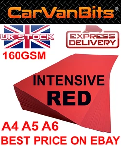 A4 A5 A6 PREMIUM INTENSIVO COLOR ROJO VERDADERO TARJETA DE PAPEL SECADO RÁPIDO 160GSM - Imagen 1 de 8