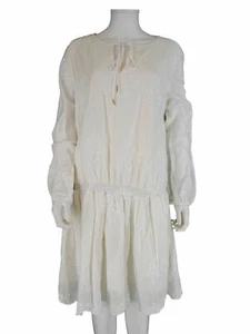 TOMMY HILFIGER Size 16 Keyhole Long Sleeve Blouson Dress IVORY - Picture 1 of 3