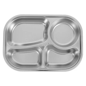 Stainless Steel Dinner Plate Student Sectioned Plates Divided Tray - Picture 1 of 12