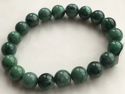 Certified Natural A Grade Jade 10mm /Jadeite round beads Men&Women Bracelet 9926 - Image 1 of 4