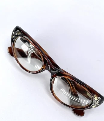 Vintage GHG Cat Eye Brown Clear Glasses Eyeglasses/Sunglasses Frame France 230 A - Image 1 of 4