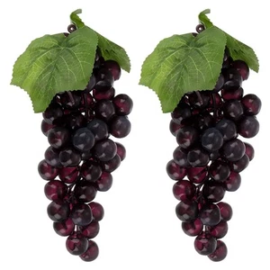 2 Stück Gefälschte Trauben Künstliche Obst Trauben Bündel Realistische Trauben Requisiten Schwarz - Bild 1 von 6