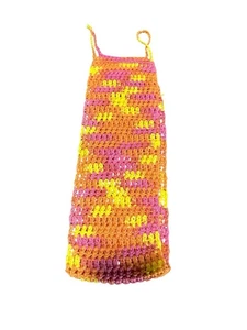 NEW handmade crochet hanging toilet paper roll holder holds 2-3 rolls bright - Picture 1 of 5