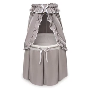 Empress Round Baby Bassinet with Canopy - Gray/White - Picture 1 of 1