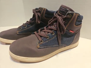 Lewis Mens Cliff Chambray Navy Blue High Tops shoes Size 10 - Picture 1 of 11