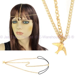 1 Boho 70s Hippie Bohemian Metal Chain Pigeon Head Piece Forehead Band Headband - Picture 1 of 6