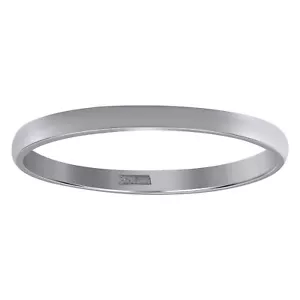 10K White Gold Unisex Solid Plain Regular Fit 2mm Wedding Band Sizes 5 - 13 - Picture 1 of 10