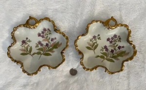 2 Arnart Japanese Porcelain Gold Trim Flower Candy Nut Dish crossed arrows 6714 - Picture 1 of 11