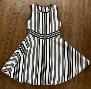 GB Girls Black And White Striped Dress Size 8 - Picture 1 of 2