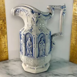 Vintage Charles Meigh Apostel Heilige Krug Krug Keramik 8" blau weiß Sammler - Bild 1 von 11